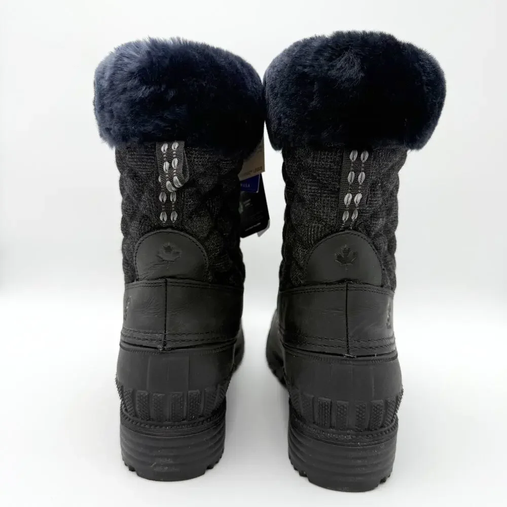 Kamik Womens Sienna Cuff 2 Winter Boots US 9 EU 40 Black Leather Fur NIB
